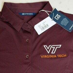 Cutter & Buck Virginia Tech Polo Shirt Womens Large Maroon NEW VT Hokies NWT